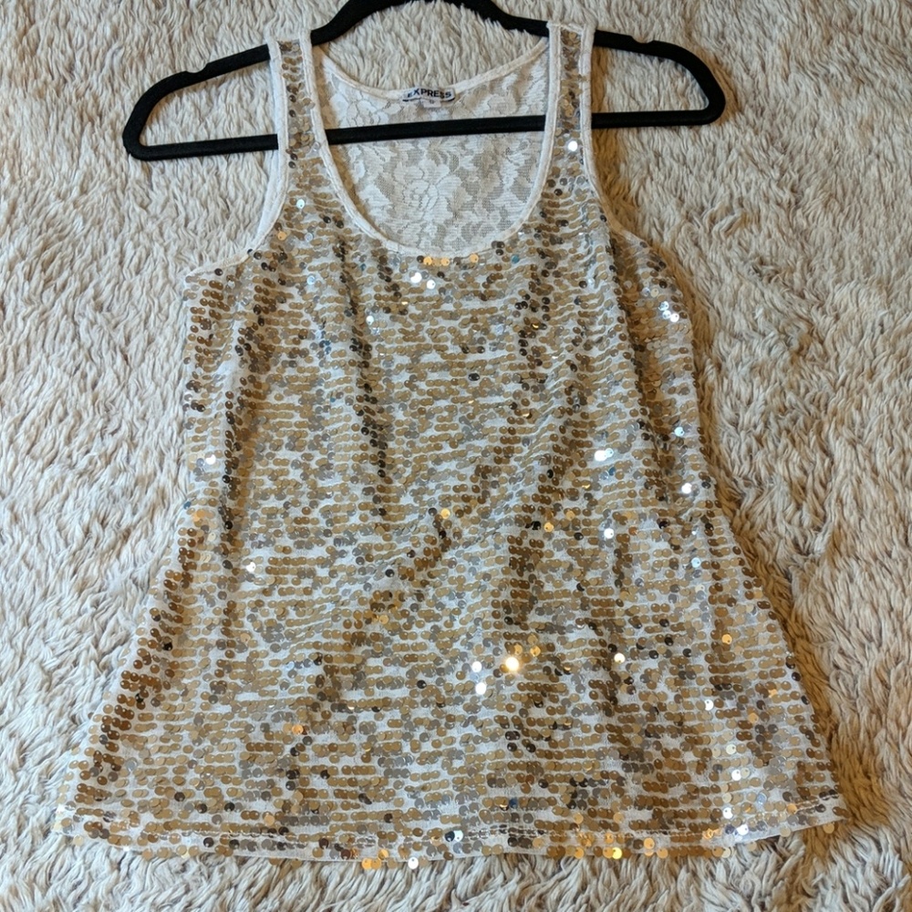 Express lace and sequin tank top